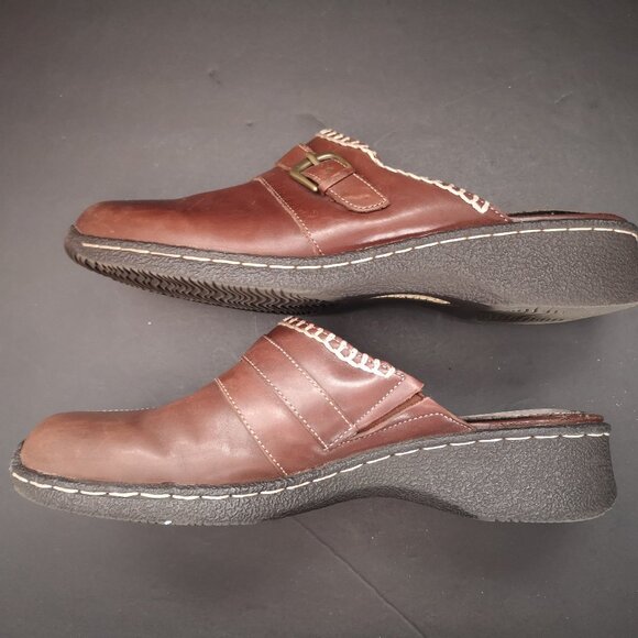 Bare Traps Kismet Ladies Size 7M Dark Brown Leather Upper Slip On Clog Mules - Picture 7 of 9